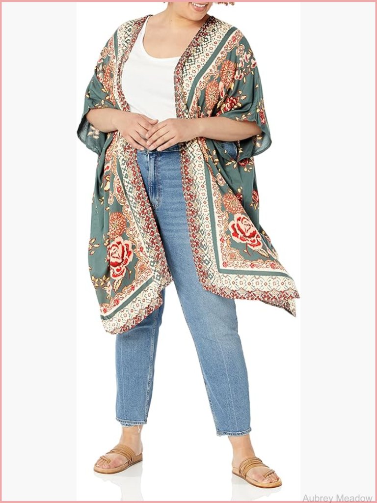 Printed Kimono Duster Long Cardigan Lightweight Open Front